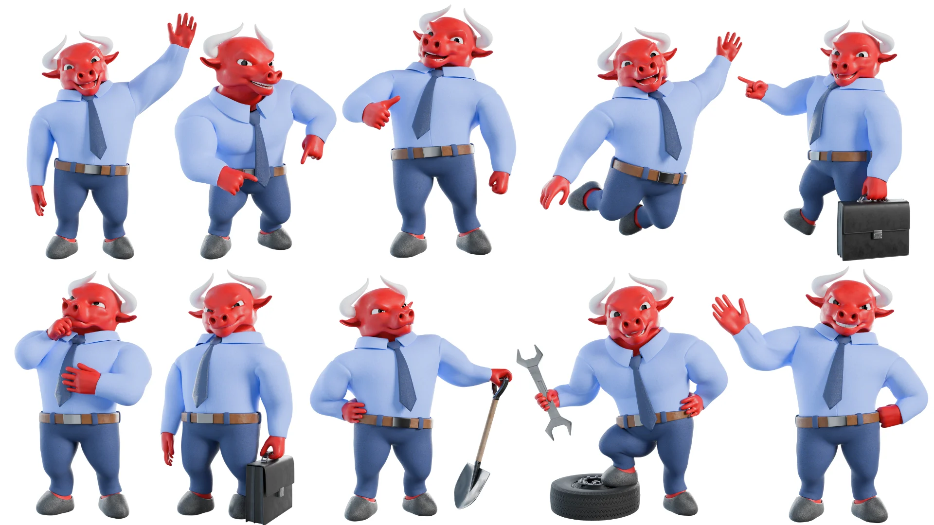 Mascot poses: Business Bull — 4